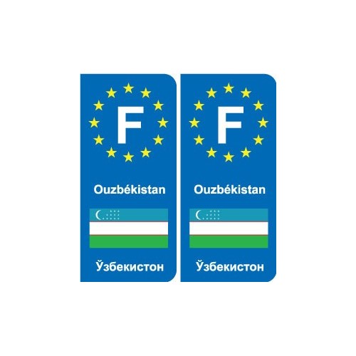 F Europe Ouzbékistan Uzbekistan autocollant plaque