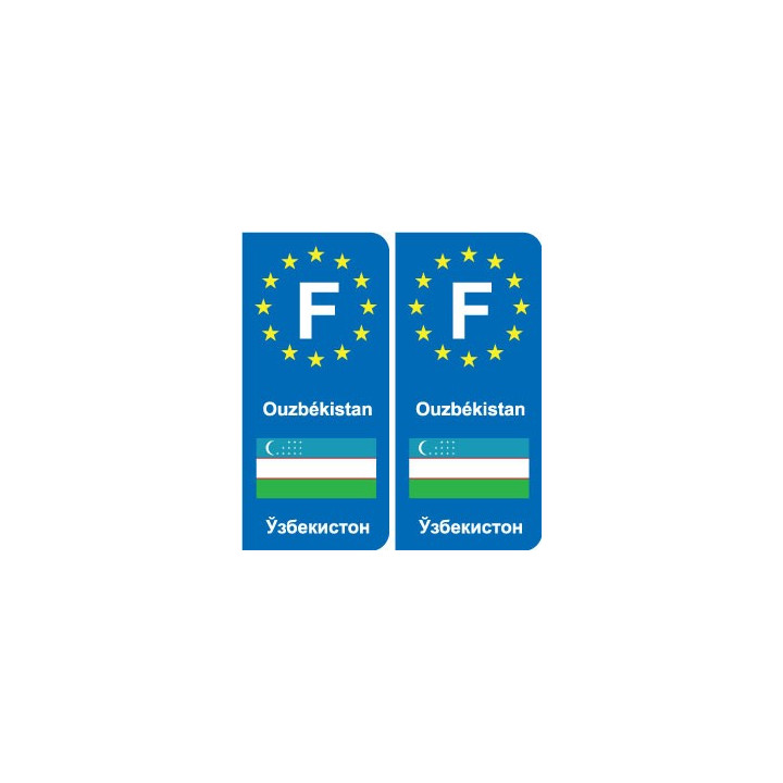 F Europe Ouzbékistan Uzbekistan autocollant plaque