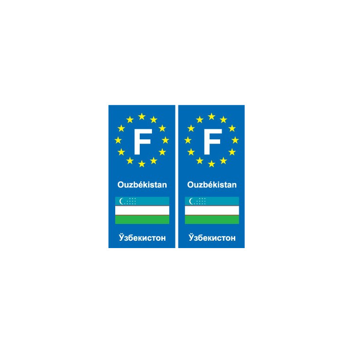 F Europe Ouzbékistan Uzbekistan autocollant plaque