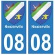 08 Nouzonville autocollant plaque ville département