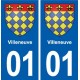 01 Villeneuve escudo de armas de la ciudad de etiqueta, placa de la etiqueta engomada