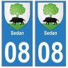 08 Sedan autocollant plaque ville département