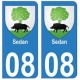 08 Sedan autocollant plaque ville département