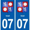 07 Ucel escudo de armas de la ciudad de etiqueta, placa de la etiqueta engomada