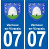 07 Vernoux-en-Vivarais blason ville autocollant plaque stickers