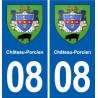 08 Château-Porcienlogo coat of arms, city sticker, plate sticker