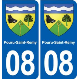 08 Pouru-Saint-Remy logo ville autocollant plaque stickers