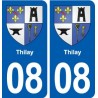 08 Thilay logo ville autocollant plaque immatriculation département