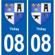 08 Thilay logo ville autocollant plaque immatriculation département