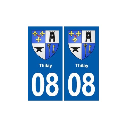 08 Thilay logo ville autocollant plaque immatriculation département