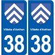 38 Villette d'Anthon blason ville autocollant plaque stickers