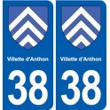 38 Villette d'Anthon blason ville autocollant plaque stickers