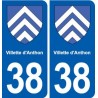 38 Villette d'Anthon blason ville autocollant plaque stickers