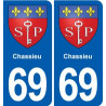 69 Chassieu blason autocollant plaque stickers ville