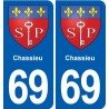 69 Chassieu blason autocollant plaque stickers ville
