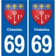 69 Chassieu blason autocollant plaque stickers ville