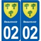 02 Beaurevoir blason ville autocollant plaque sticker