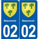 02 Beaurevoir blason ville autocollant plaque sticker