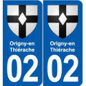 02 Origny-en-Thiérache blason ville autocollant plaque sticker