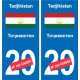 Autocollant Ouzbékistan  Ўзбекистон sticker numéro département au choix plaque immatriculation auto