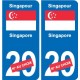 Autocollant Singapour Singapore sticker numéro département au choix plaque immatriculation auto