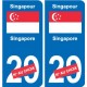 Autocollant Singapour Singapore sticker numéro département au choix plaque immatriculation auto