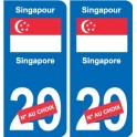 Autocollant Singapour Singapore sticker numéro département au choix plaque immatriculation auto