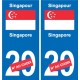 Autocollant Singapour Singapore sticker numéro département au choix plaque immatriculation auto