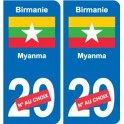 Autocollant Birmanie မြန်မာ sticker numéro département au choix plaque immatriculation auto