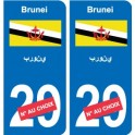 Autocollant Brunei بروني sticker numéro département au choix plaque immatriculation auto
