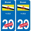 Autocollant Brunei بروني sticker numéro département au choix plaque immatriculation auto