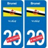 Autocollant Brunei بروني sticker numéro département au choix plaque immatriculation auto