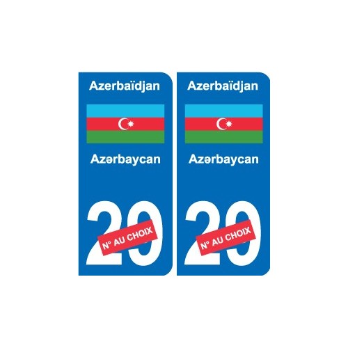 Autocollant Azerbaïdjan Azərbaycan sticker numéro département au choix plaque immatriculation auto