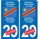 Demokratische republik Kongo sticker nummer abteilung nach wahl-aufkleber-plakette-kennzeichen-auto