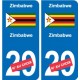 Simbabwe simbabwe sticker nummer abteilung nach wahl-aufkleber-plakette-kennzeichen-auto