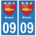 09 Mirepoix escudo de armas de la ciudad de la etiqueta engomada de la placa
