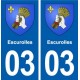 03 Escurolles blason ville autocollant plaque stickers