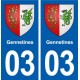 03 Gennetines coat of arms, city sticker, plate sticker