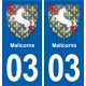 03 Malicorne escudo de armas de la ciudad de etiqueta, placa de la etiqueta engomada