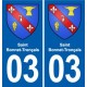03 Saint-Bonnet-Tronçais escudo de armas de la ciudad de etiqueta, placa de la etiqueta engomada