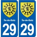 29 de Île-de-Batz escudo de armas de la etiqueta engomada de la placa de pegatinas de la ciudad