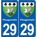 29 Plougonvelin escudo de armas de la etiqueta engomada de la placa de pegatinas de la ciudad