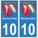 10 Bar-sur-Aube ville autocollant plaque