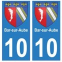10 Bar-sur-Aube ville autocollant plaque