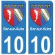 10 Bar-sur-Aube ville autocollant plaque