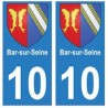 10 Bar-sur-Seine autocollant plaque