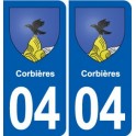 04 Corbières escudo de armas de la ciudad de etiqueta, placa de la etiqueta engomada