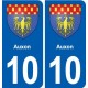 10 Bréviandes blason ville autocollant plaque stickers