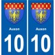 10 Bréviandes blason ville autocollant plaque stickers