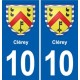 10 Bréviandes blason ville autocollant plaque stickers
